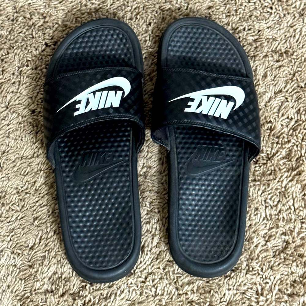 Nike Black and White Slide Sandals
